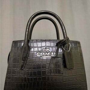 Coach Andrea Carryall Black Croc Leather Handbag